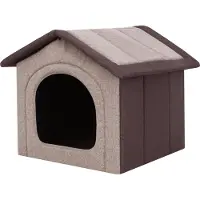 Sellbee Hundehaus Hundehütte Schlafplatz Beruigungsplatz Beruigungshöhle - Inari - 70 x 60 x 63 cm [Größe: R5] - Cappuccino mit Braun