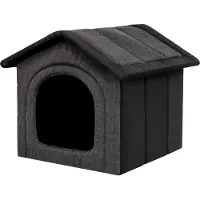 Stanislaw Jurga PillowPrim Hundehütte Hundehöhle Hundebett Hundehaus Katzenhöhle Größe XXXL - 76x72 cm Graphit mit Schwarz