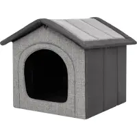 Sellbee Hundehaus Hundehütte Schlafplatz Beruigungsplatz Beruigungshöhle - Inari - 52 x 46 x 53 cm [Größe: R3] - Hellgrau mit Graphit