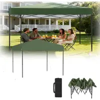 XINZI Pop-Up Pavillon 3x3m Faltpavillon, wasserdicht & UV-Schutz, Ein-Knopf-Schnellaufbau, 3-stufig höhenverstellbar, Grün (ohne Seitenwände)