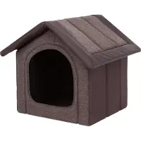 Sellbee Hundehaus Hundehütte Schlafplatz Beruigungsplatz Beruigungshöhle - Inari - 52 x 46 x 53 cm [Größe: R3] - Braun mit ökoleder