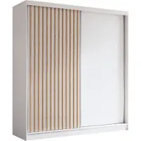 AX Living Cabinio Schwebetürenschrank Weiß 200 cm breit Artisan Eiche