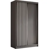 Masseno Schiebetürenschrank LAMELLO 120 cm Kleiderschrank Schlafzimmer Schrank 2-türig mit Lamellen Grau