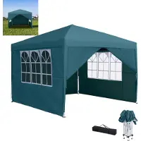 XINZI Faltpavillon 3x3 Gartenpavillon, Höhenverstellbar Stabil, UV-Schutz, Wasserdicht für Outdoor Garten Party Hochzeit, Grün(mit 4 Seitenwänden)