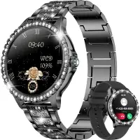 Mc star Smartwatch Damen mit Telefonfunktion,20 Sportmodi Armbanduhr mit Menstruationszyklus Schlafmonitor Schrittzähler Fitnessuhr Damen für Android iOS, schwarz