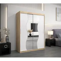 Minio Kleiderschränk 150 cm MADRYT Sonoma Eiche / Weiß