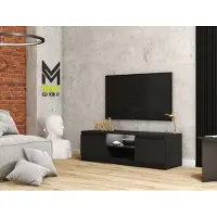 Minio , TV-Lowboard, TV-Schrank "DIDI", mit LED-Beleuchtung, 120cm, stehend, Schwarz Graphit Farbe
