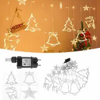 UISEBRT 138 LED Lichtervorhang Warmweiß Innen Dekoration mit Sterne & Weihnachtsmuster, 8 Modi, Timer für Weihnachten, Party, Hochzeit, Geburtstag