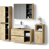 Livinity Badmöbel-Set Vomano Braun 4 Teile, Model 52753