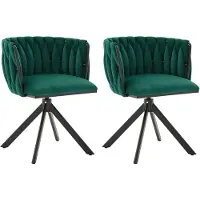 Aiorber Ergonomischer Velours Drehsessel mit 180°-Rotation, höhenverstellbaren Füßen und stabilem Metallgestell für Büro und Lounge, Smaragdgrün