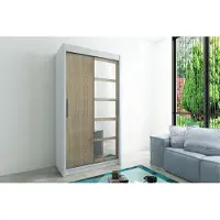 Minio Kleiderschränk 100 cm ROMA 1 Weiß / Sonoma Eiche