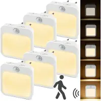 Rosikey 6er LED Nachtlicht Steckdose Mit Bewegungsmelder Dämmerungssensor Nachtlampe Schrankleuchte Warmweiß