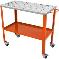 Sweiko Mobiler Schweißtisch 91,4 x 45,7 cm Schweißwerkbank 544 kg Tragfähigkeit Lochtisch 94 Löcher (1,6 cm) Werkbank Kohlenstoffstahl Arbeitstisch