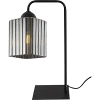 Light11 HOME Tischleuchte Riffle Schwarz 1-flammig Glas Rauchgrau Würfel E27