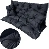EDANTI Kissen für Hollywoodschaukel Set 120x60x50 Sitzkissen Bankkissen Gartenkissen Bankauflage für Gartenbank Schwarz