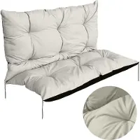 EDANTI Kissen für Hollywoodschaukel 100x60x50 Sitzkissen Bankkissen Gartenkissen Bankauflage für Gartenbank Beige