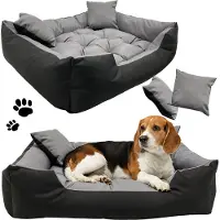 EDANTI Hundebett Hundekissen Katzenbett 130x105 cm Tierbett Hundesofa Wasserdicht Grau