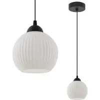 Light11 HOME Hängeleuchte Riffle schwarz 1-flammig Glas Weiß Kugel E27