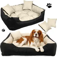 EDANTI Hundebett Hundekissen Katzenbett 115x95 cm Tierbett Hundesofa Wasserdicht Beige