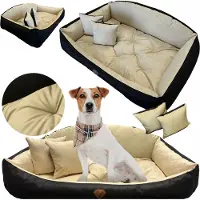 EDANTI Hundebett Katzenbett 100x75 Cm Shell Hundekissen Hundesofa Hundekorb Hundecouch Sofa Beige