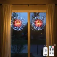 Rosikey 2x Löwenzahn Lichterkette Batterie 198 LED Weihnachtsbeleuchtung 8 Modi Fenster Weihnachtsdeko DIY Feuerwerk Lichter Innen Party Hochzeit Deko