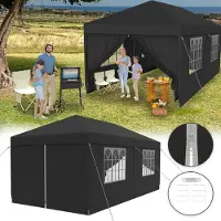 NaiZy Pavillon 3x6m Wasserdicht - Partyzelt Gartenpavillon mit 6 Seitenwänden Camping Festpavillon für Garten, Party, Hochzeit, Anthrazit