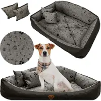EDANTI Hundebett Katzenbett 115x95 Cm Shell Hundekissen Hundesofa Hundekorb Hundecouch Sofa Knochen Schwarz
