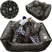 EDANTI Hundebett Katzenbett 130x105 Cm Hundekissen Hundesofa Hundekorb Hundecouch Sofa Knochen Silber