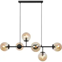 Light11 HOME Siena Schwarze Deckenleuchte 6 Flache Honig E14 Lange Arme