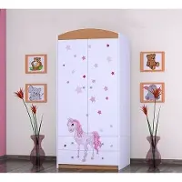BDW Kleiderschrank, 2 Türen, 2 Schubladen, Garderobenschrank, 180x90 cm, Buche