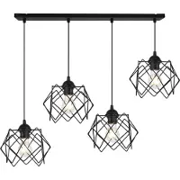 Light11 HOME Stella Hängelampe 4 Flacher Schwarzer Lampenschirm E27