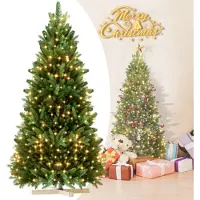 UISEBRT 150cm Künstlicher Weihnachtsbaum Christbaum Tannenbaum aus PE und PVC Zweige mit Lichter, für Weihnachtsdeko, Schmuckbaum schmücken