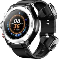 Vislone T92 Smartwatch, kabellose Ohrhörer, 2-in-1, Sportuhr, 1,28-Zoll-Bildschirm, Bluetooth 5.0, mit Gesundheits-, Sport- und anderen FunktionenSilber