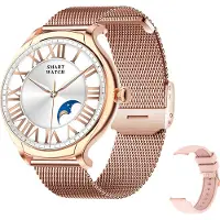 Vislone KT67 1,39-Zoll-Smartwatch, IP67 wasserdicht | BT5.2 | Schlafüberwachung | Musikwiedergabe | Sportmodus, goldener Rahmen, Milan-Stahlband + Silikonarmband