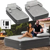 ACXIN PVC Luftbett für 2 Personen - Luftmatratze mit Kopfteil Selbstaufblasend Luftmatratze Aufblasbares Bett max 250kg Gästebett für Camping Zuhause -195 x 146 x 82.5cm