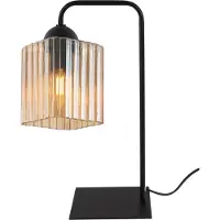 Light11 HOME Tischleuchte Riffle Schwarz 1-flammig Glas Honig Würfel E27