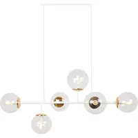 Light11 HOME Deckenleuchte Siena Weiß-Gold 6-flammig Glas Beige E14 lange Arme