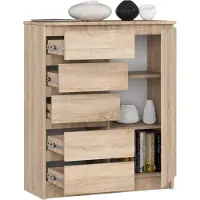 BDW - Kommode 5 Schubladen, Wohnzimmer, Flur 80x97x35, Sonoma-Eiche
