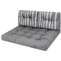Stanis³aw Jurga Palettenkissen Set 120 cm – Grün mit Streifen – 2-teilig (120x82 & 120x40 cm), 12 cm dick, wetterfest | Pillowprim