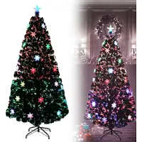 LZQ 240cm LED Künstlicher Weihnachtsbaum mit Glasfaser-Farbwechsler & Metallständer, Grüner Tanne Christbaum Weihnachtsdeko