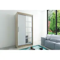 Minio Kleiderschränk 100 cm ROMA 1 Sonoma Eiche / Weiß