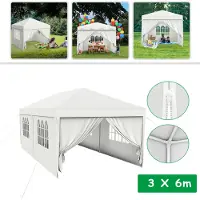 NaiZy Pavillon 3x6m Wasserdicht - Partyzelt Gartenpavillon mit 6 Seitenwänden Camping Festpavillon für Garten, Party, Hochzeit, Weiß