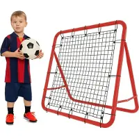 ACXIN Fußball Rebounder Kickback Tor Rückprallwand Netz, Metallrohr+PE Gewebe, 100 x 100 x 65 cm, Rot