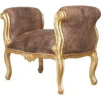 Casa Padrino Barock Schemel Hocker Braun / Gold - Sitzbank - Antik Stil