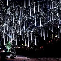 ROSNEK 288 LED Meteorschauer Lichterkette Wasserdicht Weihnachten Meteor Eiszapfen Lichter, Weiß