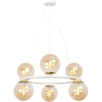 Light11 HOME Hängeleuchte Aura weiß-gold 6-flammig Glas Honig E14