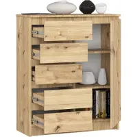 BDW - Kommode 5 Schubladen, Wohnzimmer, Flur 80x97x35, Artisan-Eiche