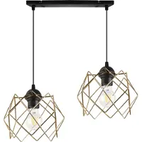 Light11 HOME Stella Hängelampe 2 Flacher Goldener Lampenschirm E27