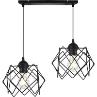 Light11 HOME Stella Hängelampe 2 Flach Schwarz Lampenschirme E27