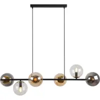 Light11 HOME Siena Hängelampe Schwarz Und Gold 6 Flache Gemischte Lampenschirme E14